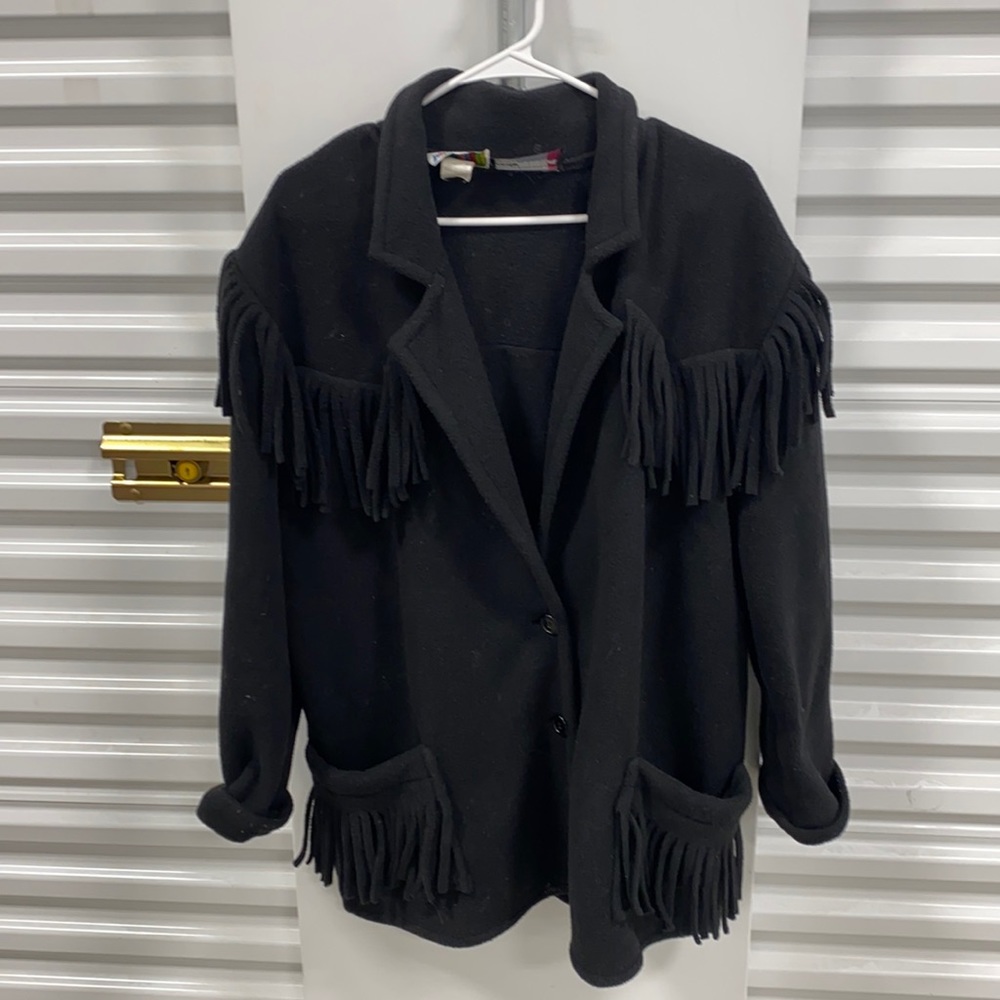 Super fun polar fleece jacket With fringe size large